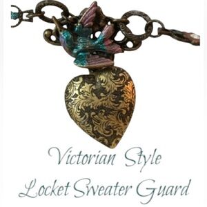 ♥️ Vintage Hummingbird Collar Embellishment/ Sweater Guard with Locket
